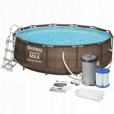 Каркасный бассейн круглый 366х122см+насос-фильтр Bestway Steel Pro Max 5617V Ротанг