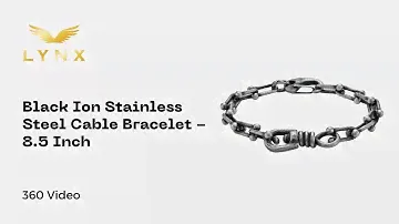 Black Ion Stainless Steel Cable Bracelet - 8.5 Inch