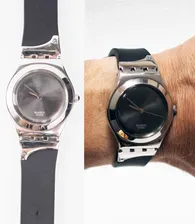 SWATCH Watch Irony SR726SW Stainless Steel Silver Grey Gunmetal Band Face 2002